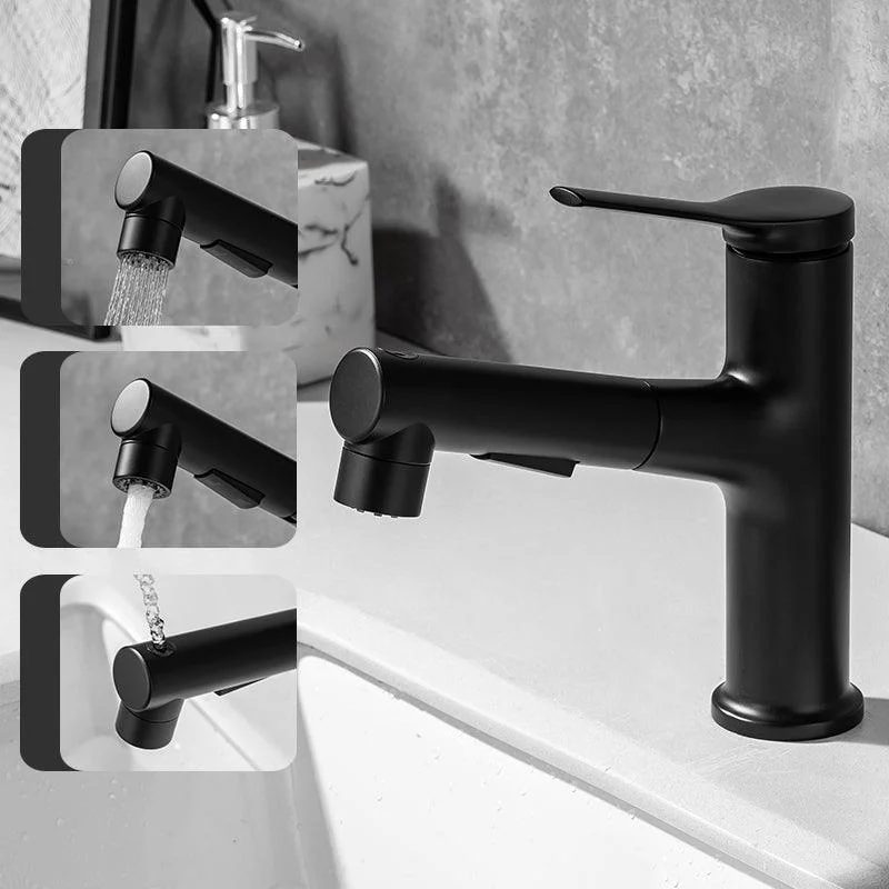 Modern Vessel Sink Tap Lever Handle with Pull Down Sprayer -Bathlova