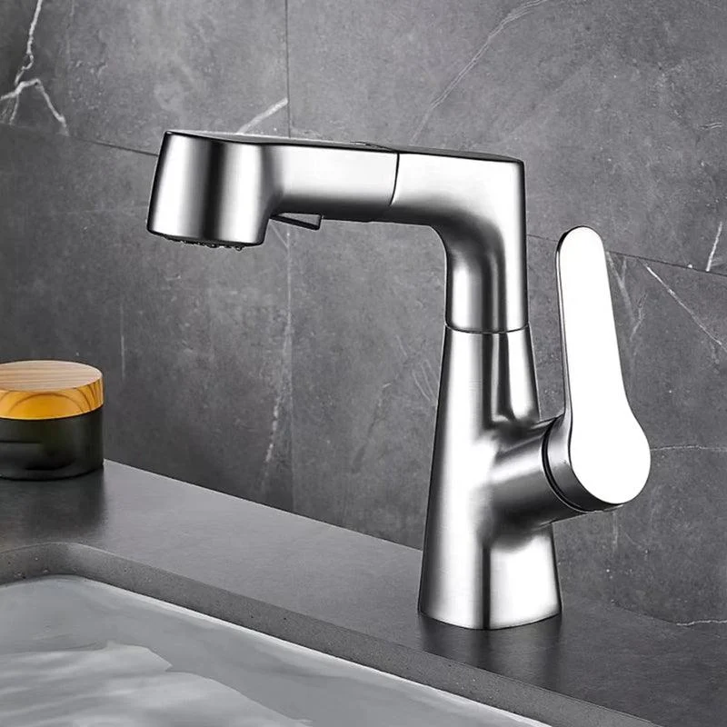 Modern Vessel Sink Tap Lever Handle with Pull Down Sprayer -Bathlova