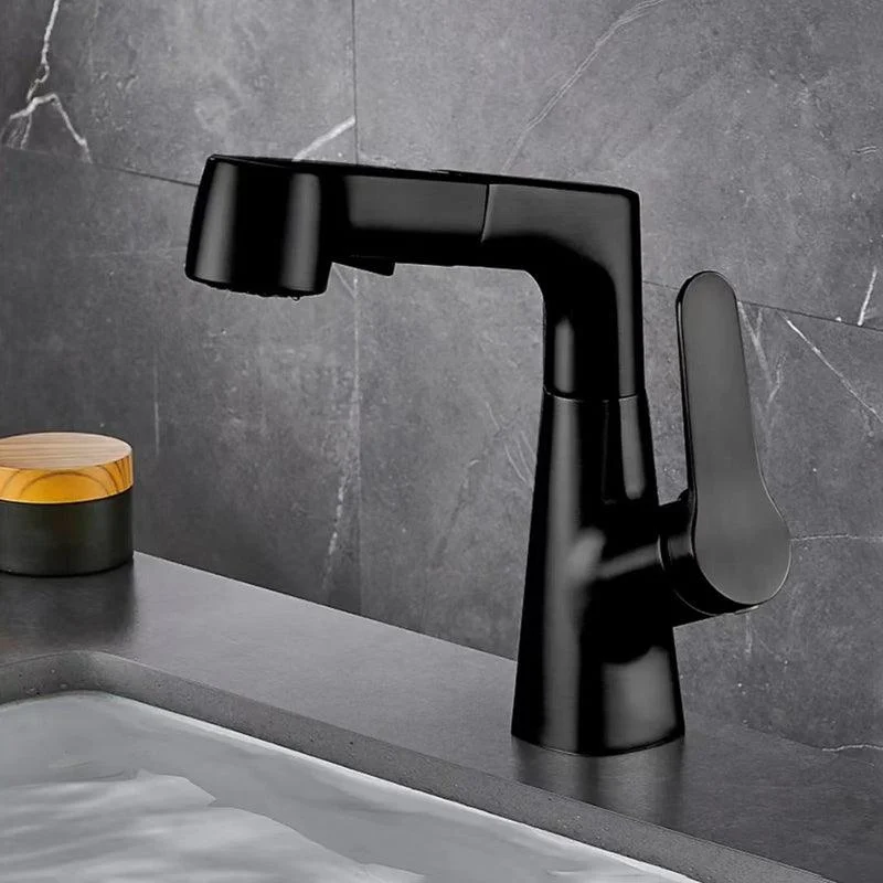 Modern Vessel Sink Tap Lever Handle with Pull Down Sprayer -Bathlova