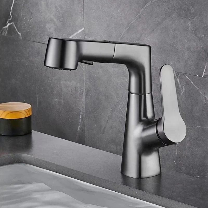 Modern Vessel Sink Tap Lever Handle with Pull Down Sprayer -Bathlova