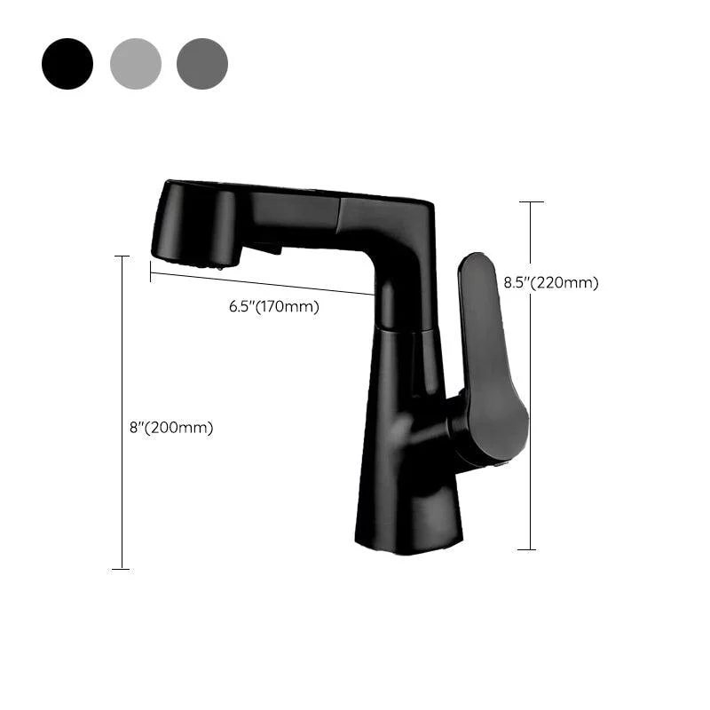 Modern Vessel Sink Tap Lever Handle with Pull Down Sprayer -Bathlova