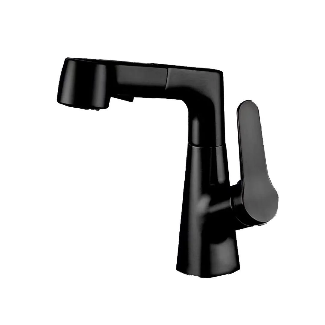 Modern Vessel Sink Tap Lever Handle with Pull Down Sprayer -Bathlova