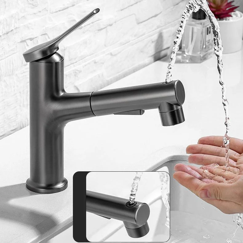 Modern Vessel Sink Tap Lever Handle with Pull Down Sprayer -Bathlova