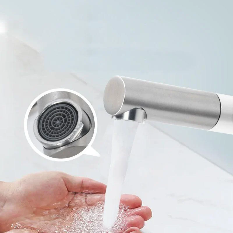 Modern Vessel Sink Tap Stainless Steel Single Handle Low Arc Retractable Vessel Tap -Bathlova