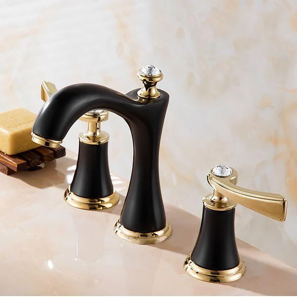 Modern Vessel Tap Brass 2 Handles Low Arc Vessel Tap for Home -Bathlova