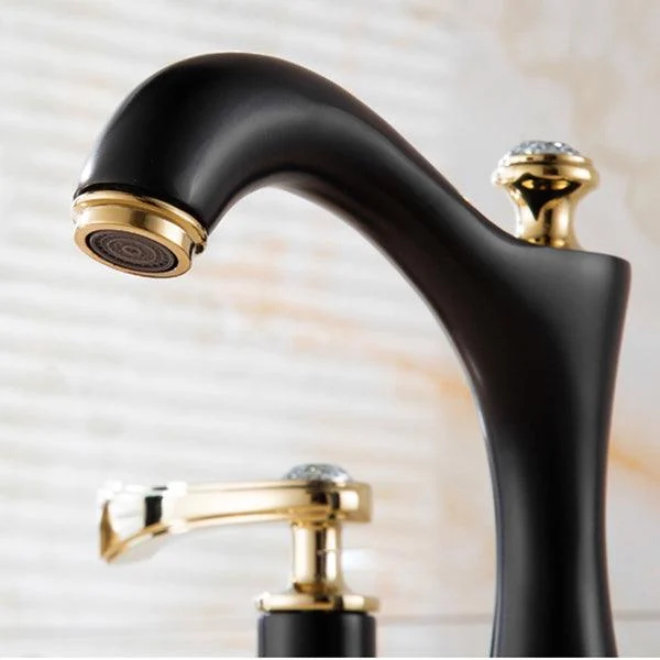 Modern Vessel Tap Brass 2 Handles Low Arc Vessel Tap for Home -Bathlova