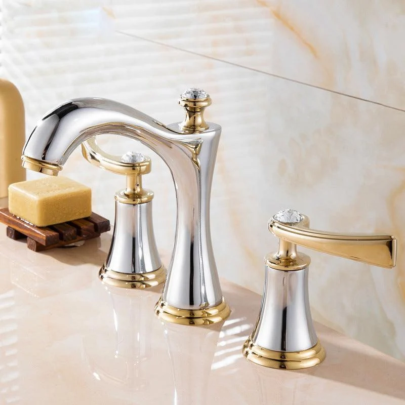 Modern Vessel Tap Brass 2 Handles Low Arc Vessel Tap for Home -Bathlova