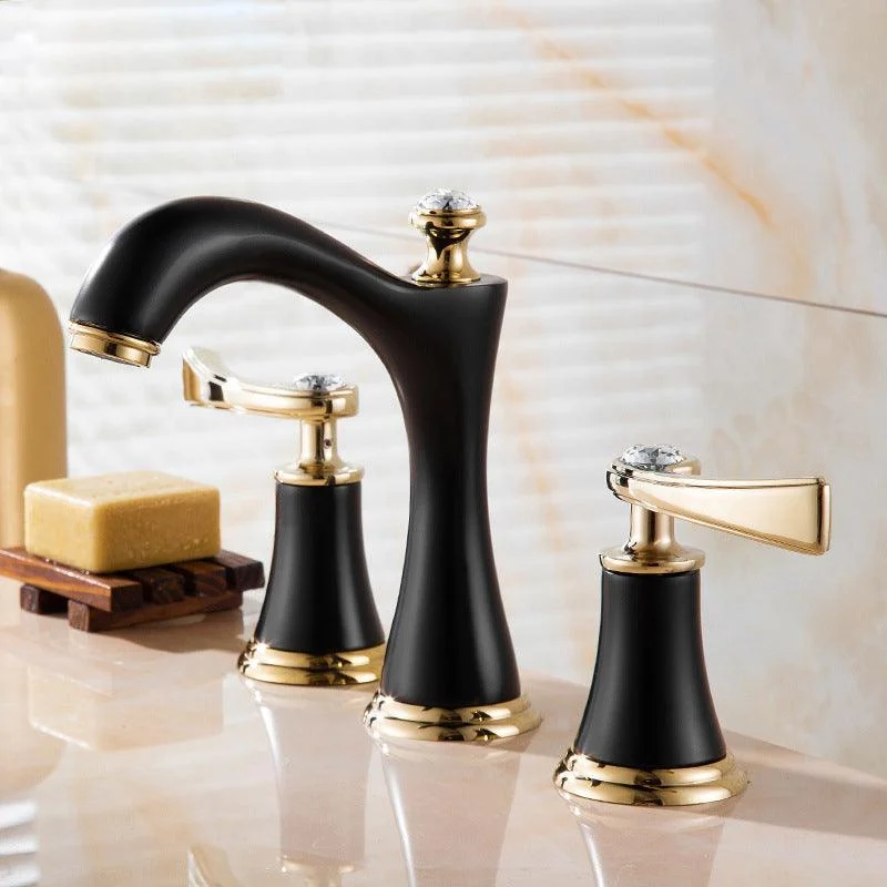 Modern Vessel Tap Brass 2 Handles Low Arc Vessel Tap for Home -Bathlova