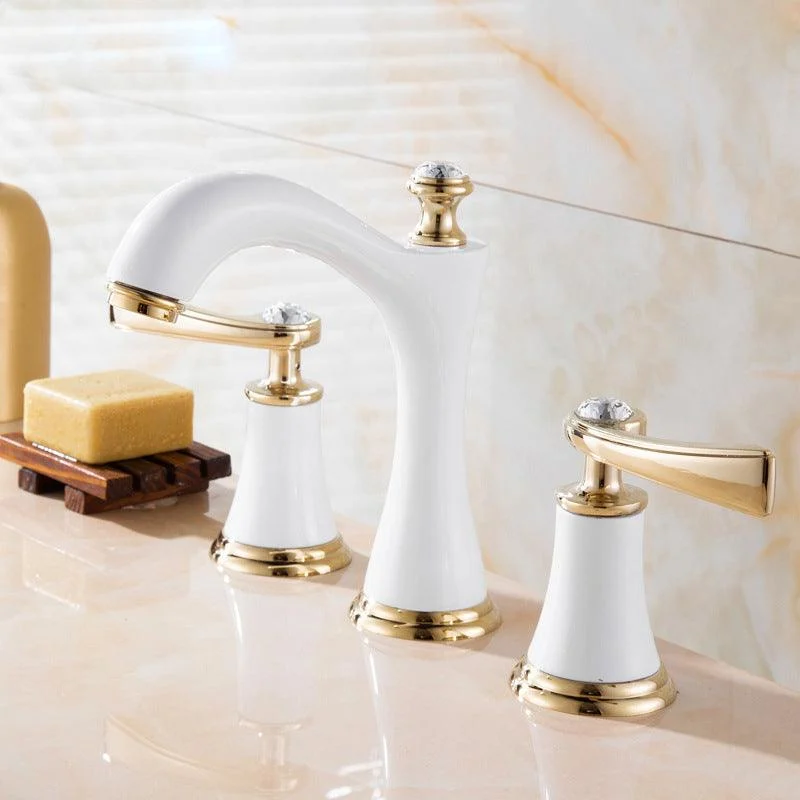 Modern Vessel Tap Brass 2 Handles Low Arc Vessel Tap for Home -Bathlova