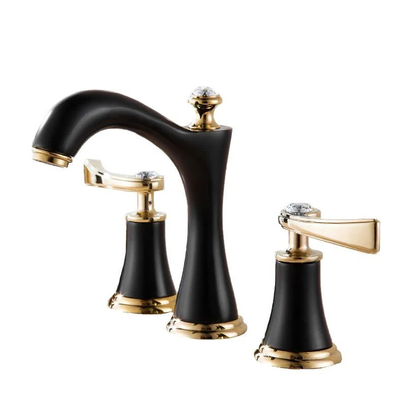 Modern Vessel Tap Brass 2 Handles Low Arc Vessel Tap for Home -Bathlova