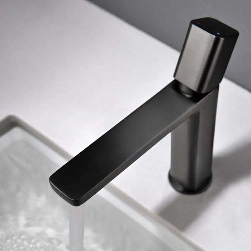 Modern Vessel Tap Brass Lever Handles Low Arc Bathroom Sink Tap -Bathlova