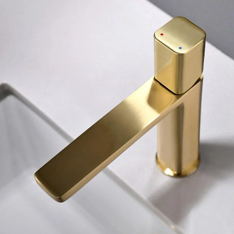 Modern Vessel Tap Brass Lever Handles Low Arc Bathroom Sink Tap -Bathlova