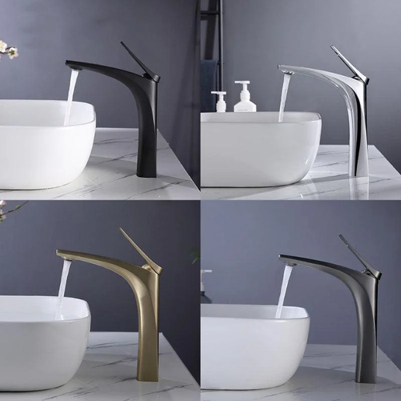 Modern Vessel Tap Brass Lever Handles Low Arc with Water Hose Bathroom Vessel Tap -Bathlova