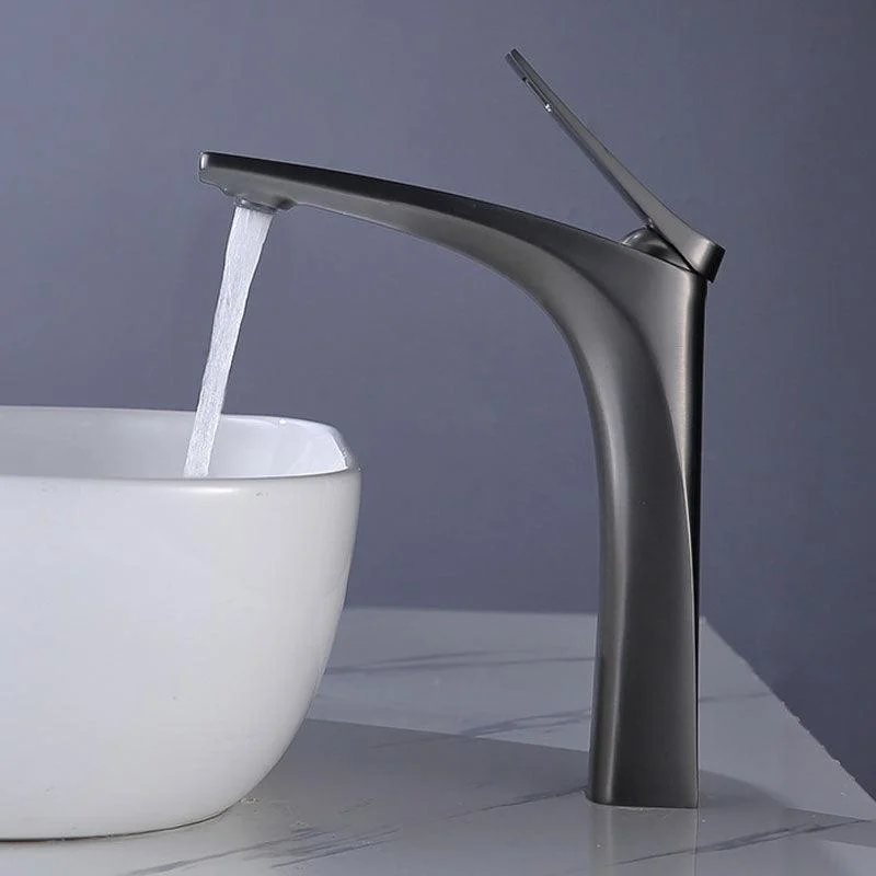 Modern Vessel Tap Brass Lever Handles Low Arc with Water Hose Bathroom Vessel Tap -Bathlova