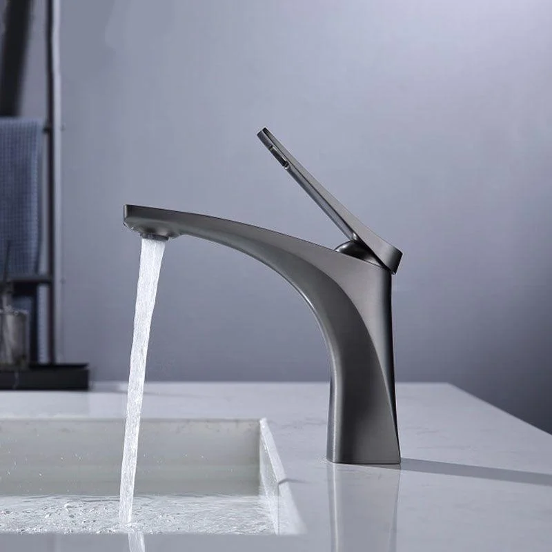 Modern Vessel Tap Brass Lever Handles Low Arc with Water Hose Bathroom Vessel Tap -Bathlova