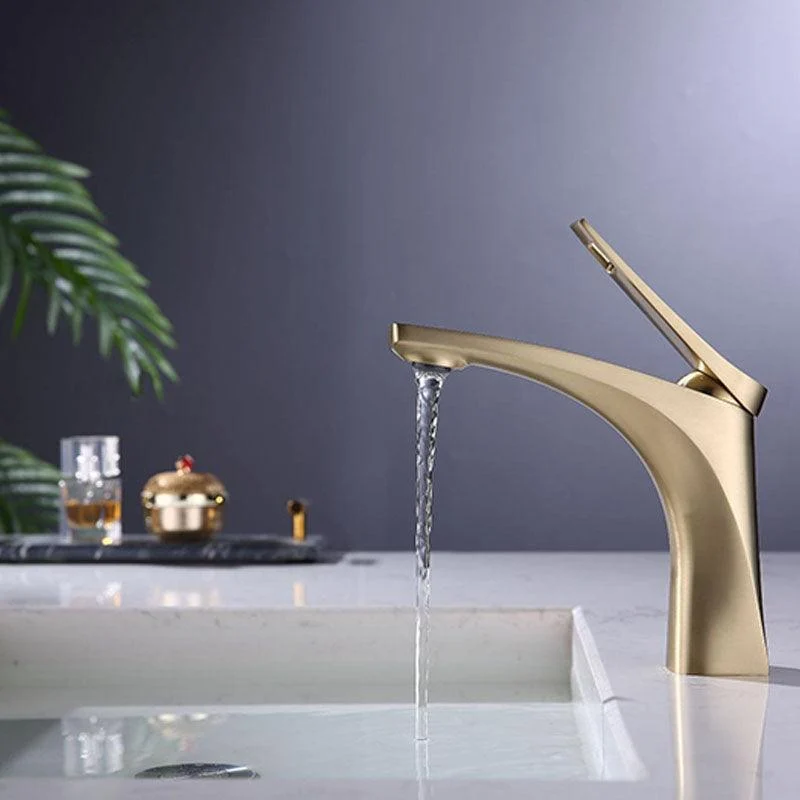 Modern Vessel Tap Brass Lever Handles Low Arc with Water Hose Bathroom Vessel Tap -Bathlova