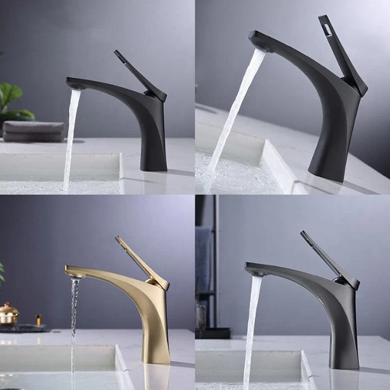 Modern Vessel Tap Brass Lever Handles Low Arc with Water Hose Bathroom Vessel Tap -Bathlova