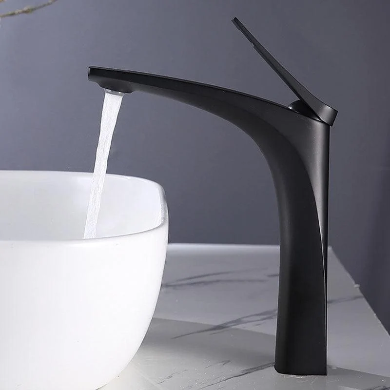 Modern Vessel Tap Brass Lever Handles Low Arc with Water Hose Bathroom Vessel Tap -Bathlova