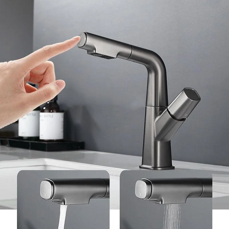 Modern Vessel Tap Brass Lever Handles Swivel Spout Bathroom Sink Tap -Bathlova