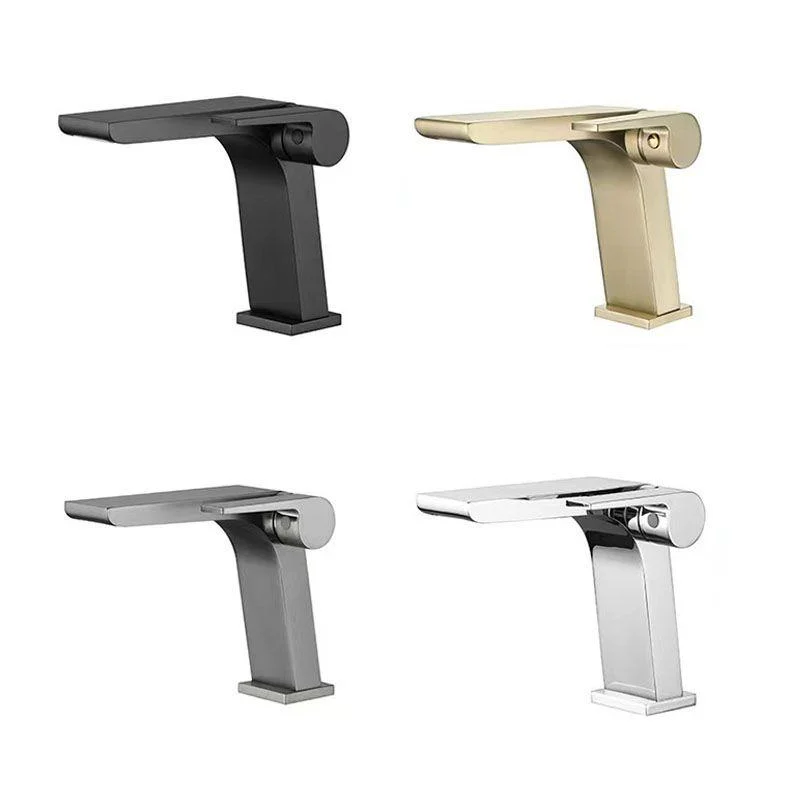 Modern Vessel Tap Brass Lever Handles Waterfall Spout Bathroom Sink Tap -Bathlova