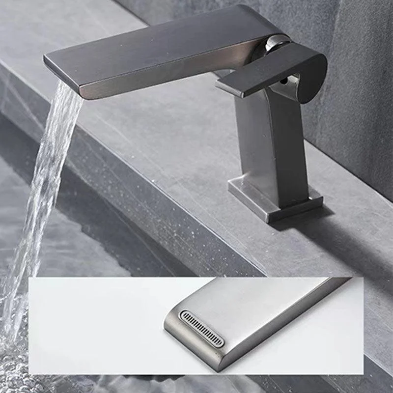 Modern Vessel Tap Brass Lever Handles Waterfall Spout Bathroom Sink Tap -Bathlova