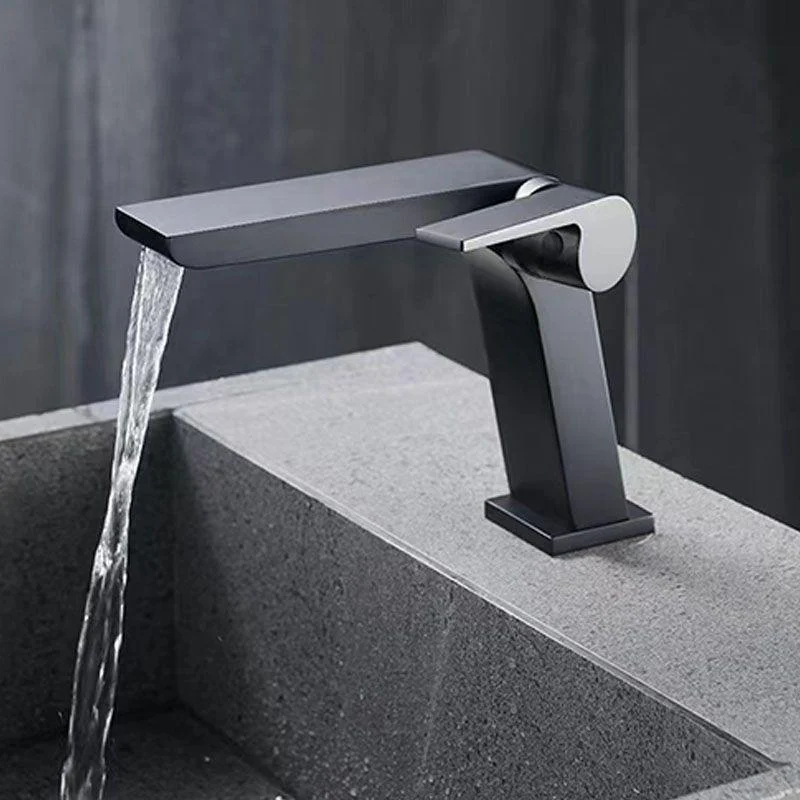 Modern Vessel Tap Brass Lever Handles Waterfall Spout Bathroom Sink Tap -Bathlova