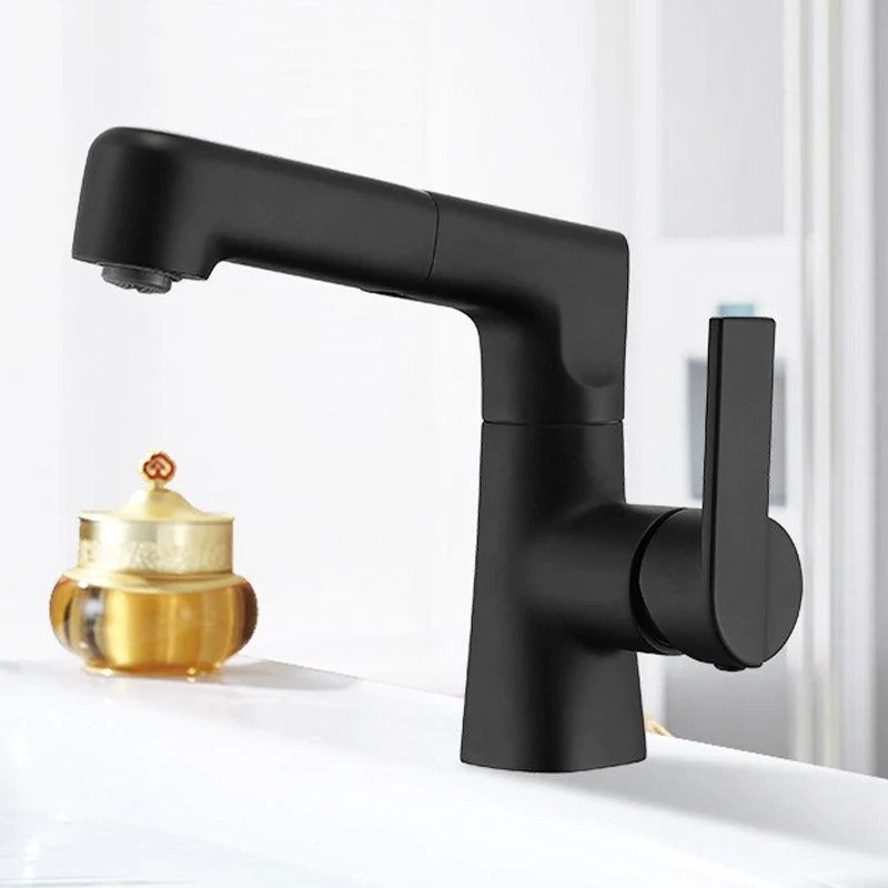 Modern Vessel Tap Copper Pure Color Single Handle Retractable Vessel Tap -Bathlova