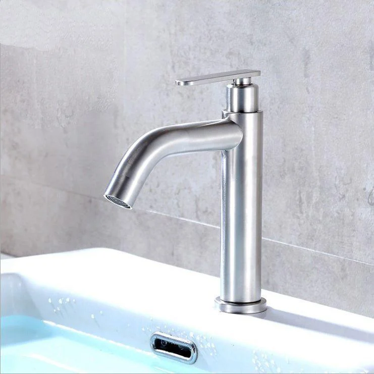 Modern Vessel Tap Stainless Steel Low Arc Basin Lavatory Tap -Bathlova