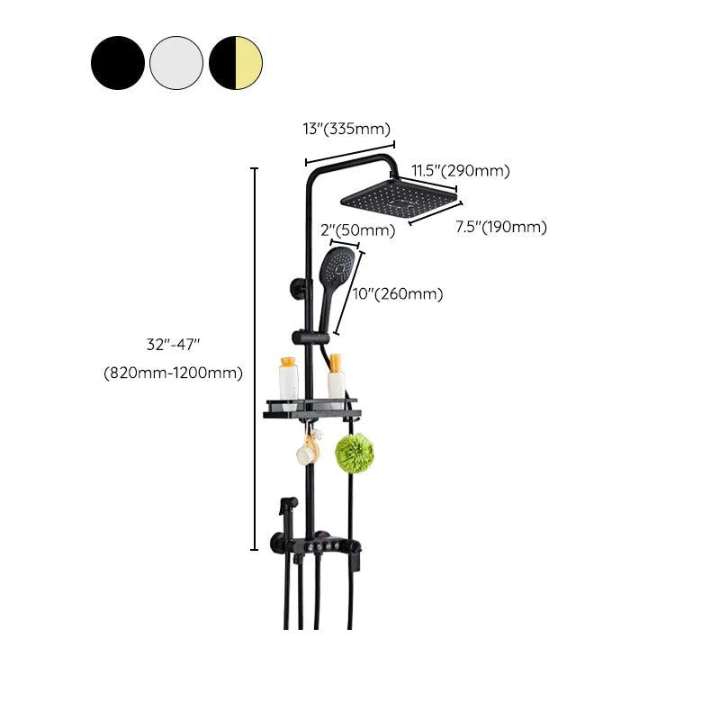 Modern Volume Control Shower Dual Shower Head Square Shower Tap with Massage Jets -Bathlova