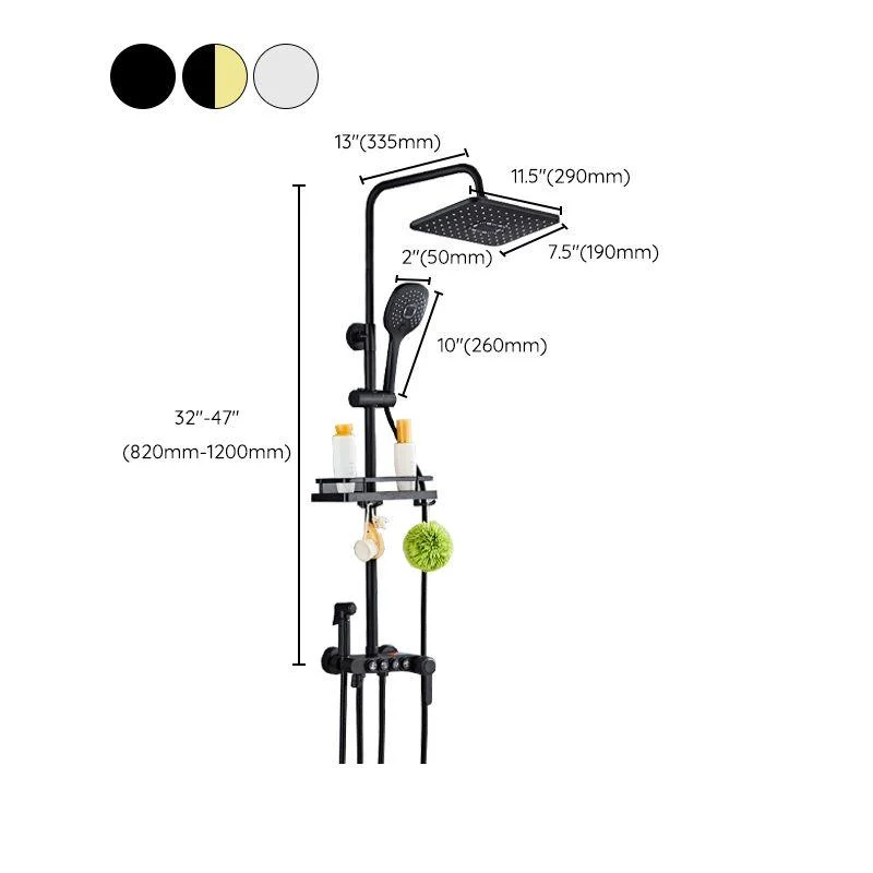 Modern Volume Control Shower Dual Shower Head Square Shower Tap with Massage Jets -Bathlova