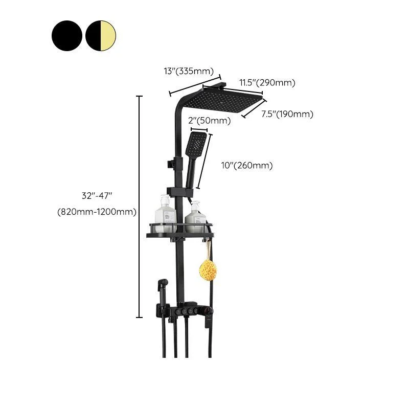 Modern Volume Control Shower Dual Shower Head Square Shower Tap with Massage Jets -Bathlova