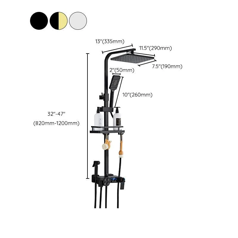 Modern Volume Control Shower Dual Shower Head Square Shower Tap with Massage Jets -Bathlova