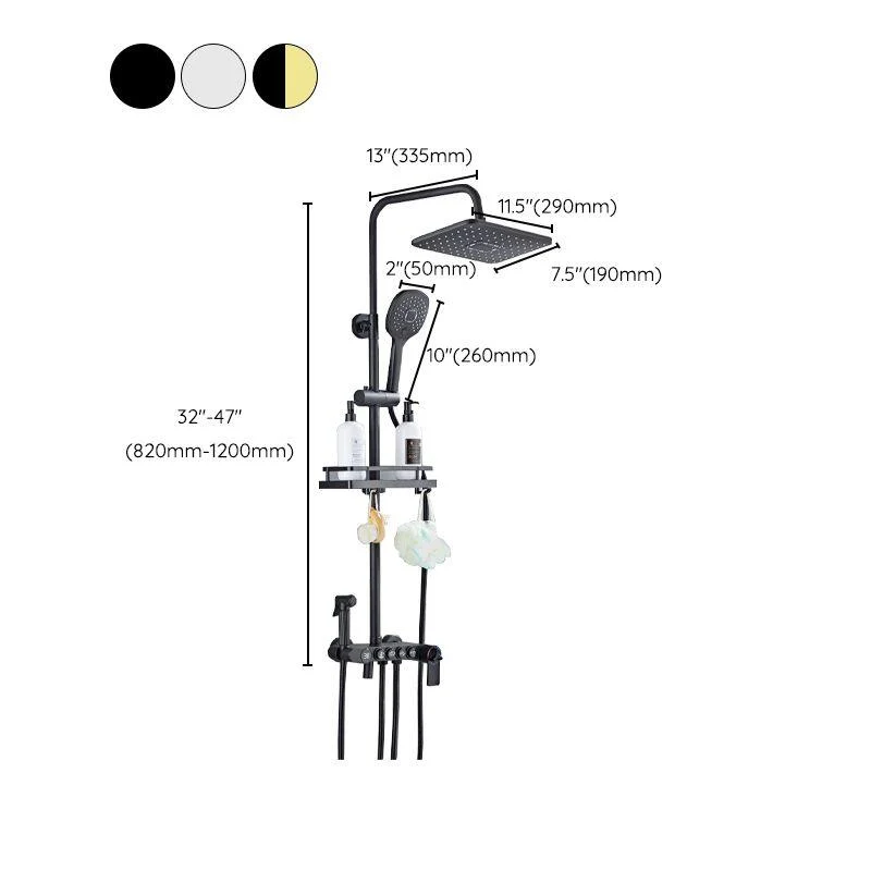 Modern Volume Control Shower Dual Shower Head Square Shower Tap with Massage Jets -Bathlova