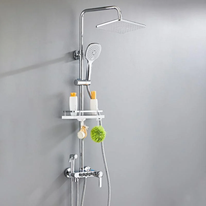 Modern Volume Control Shower Dual Shower Head Square Shower Tap with Massage Jets -Bathlova