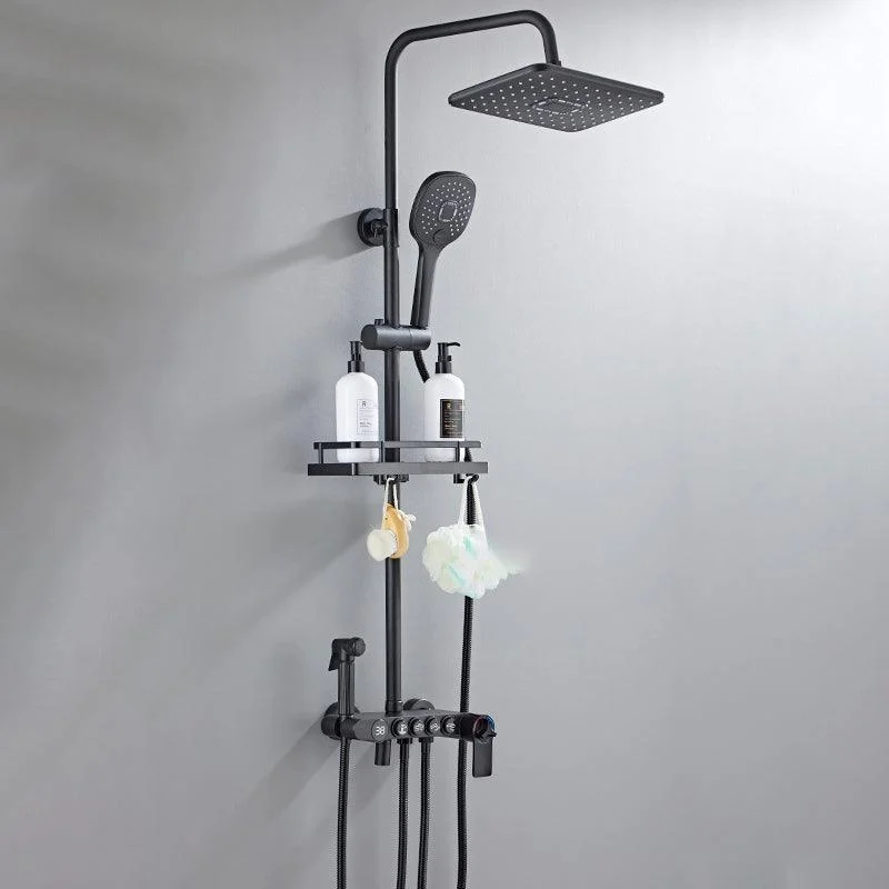 Modern Volume Control Shower Dual Shower Head Square Shower Tap with Massage Jets -Bathlova