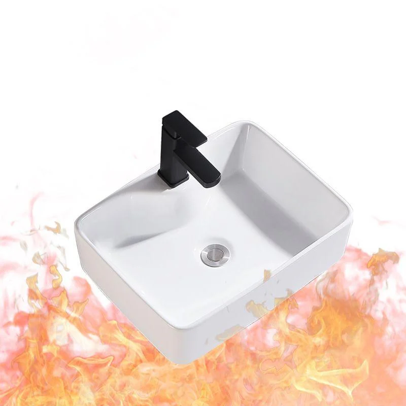 Modern Wall Mount Bathroom Sink Porcelain with Pop-Up Drain and Tap Vessel Sink -Bathlova