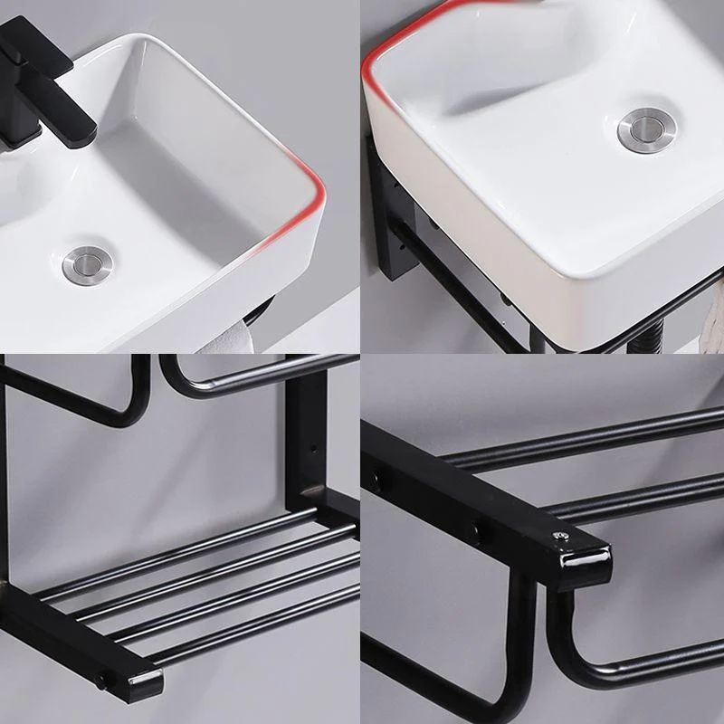 Modern Wall Mount Bathroom Sink Porcelain with Pop-Up Drain and Tap Vessel Sink -Bathlova