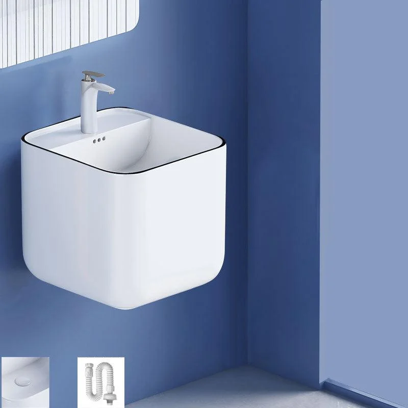 Modern Wall Mount Bathroom Sink Square Porcelain with Tap Vessel Sink -Bathlova