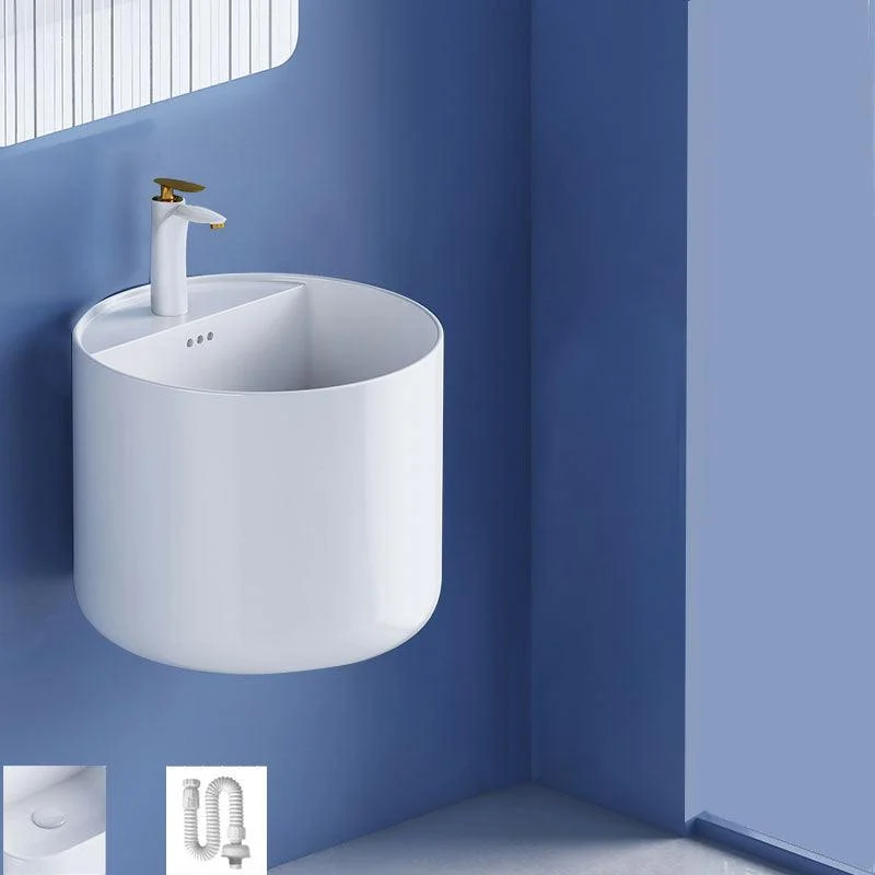 Modern Wall Mount Bathroom Sink Square Porcelain with Tap Vessel Sink -Bathlova