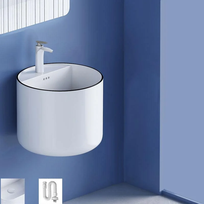 Modern Wall Mount Bathroom Sink Square Porcelain with Tap Vessel Sink -Bathlova