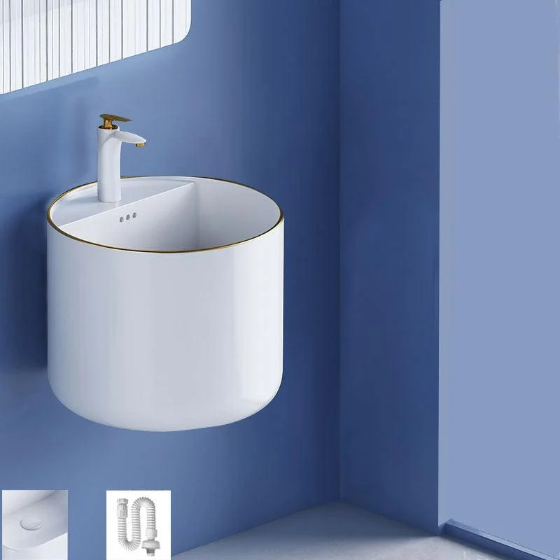 Modern Wall Mount Bathroom Sink Square Porcelain with Tap Vessel Sink -Bathlova