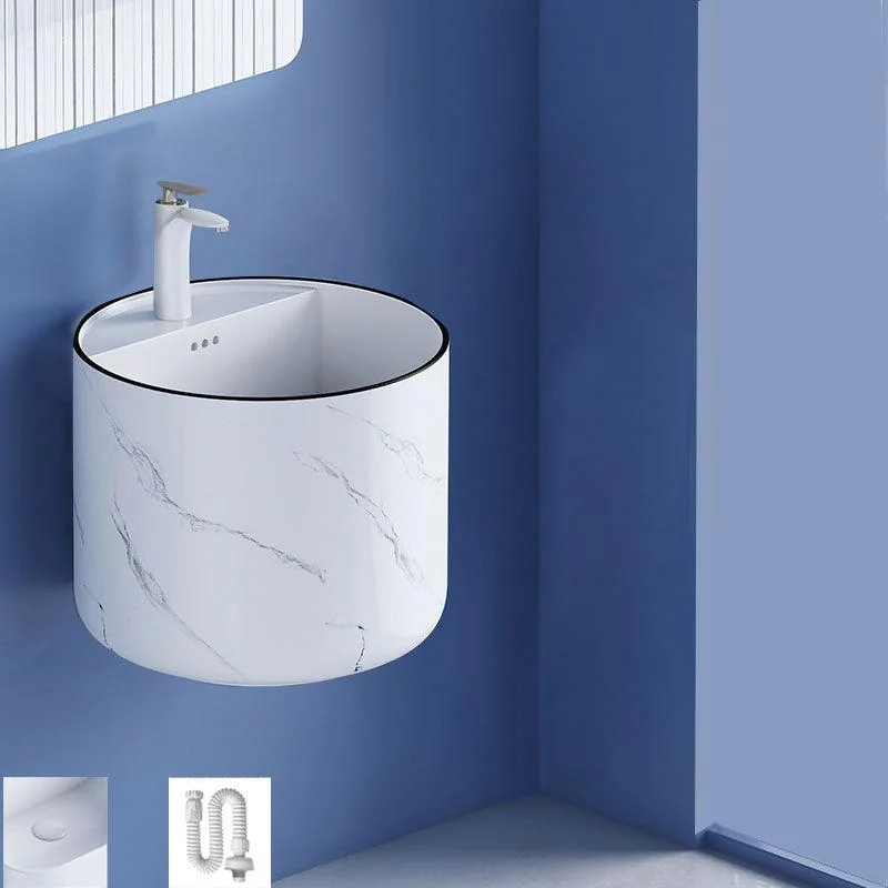 Modern Wall Mount Bathroom Sink Square Porcelain with Tap Vessel Sink -Bathlova