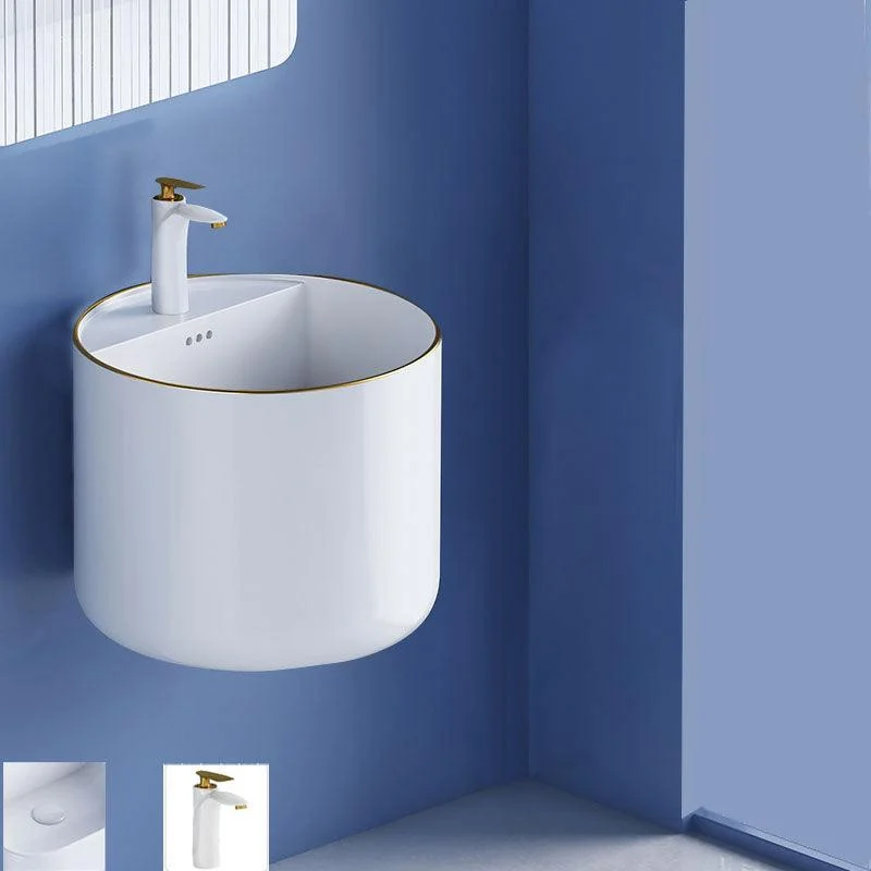 Modern Wall Mount Bathroom Sink Square Porcelain with Tap Vessel Sink -Bathlova