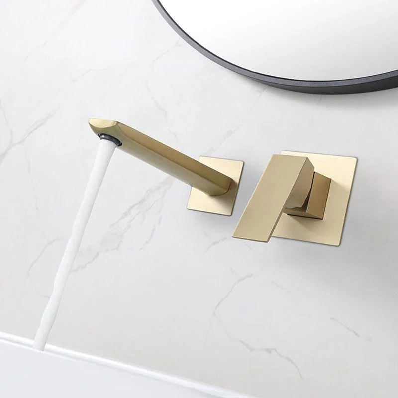 Modern Wall Mounted Bathroom Tap Copper Low Arc Vessel Tap for Bathroom -Bathlova