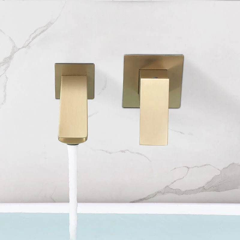 Modern Wall Mounted Bathroom Tap Copper Low Arc Vessel Tap for Bathroom -Bathlova