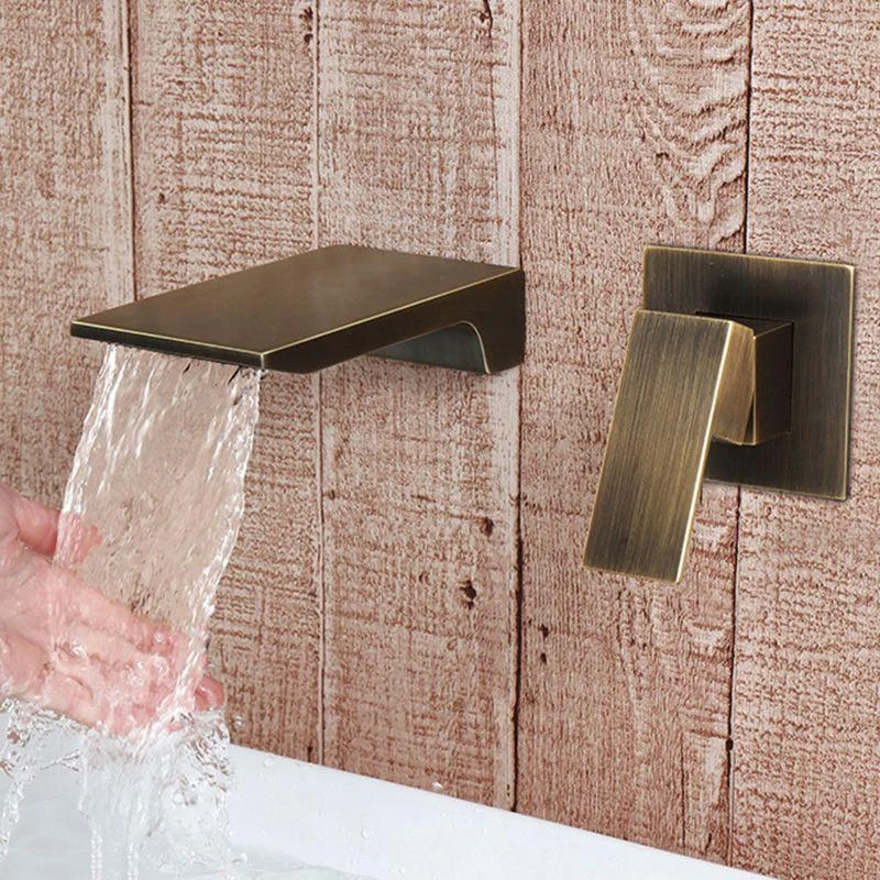 Modern Wall Mounted Bathroom Tap Copper Single Handle Low Arc Vessel Tap -Bathlova