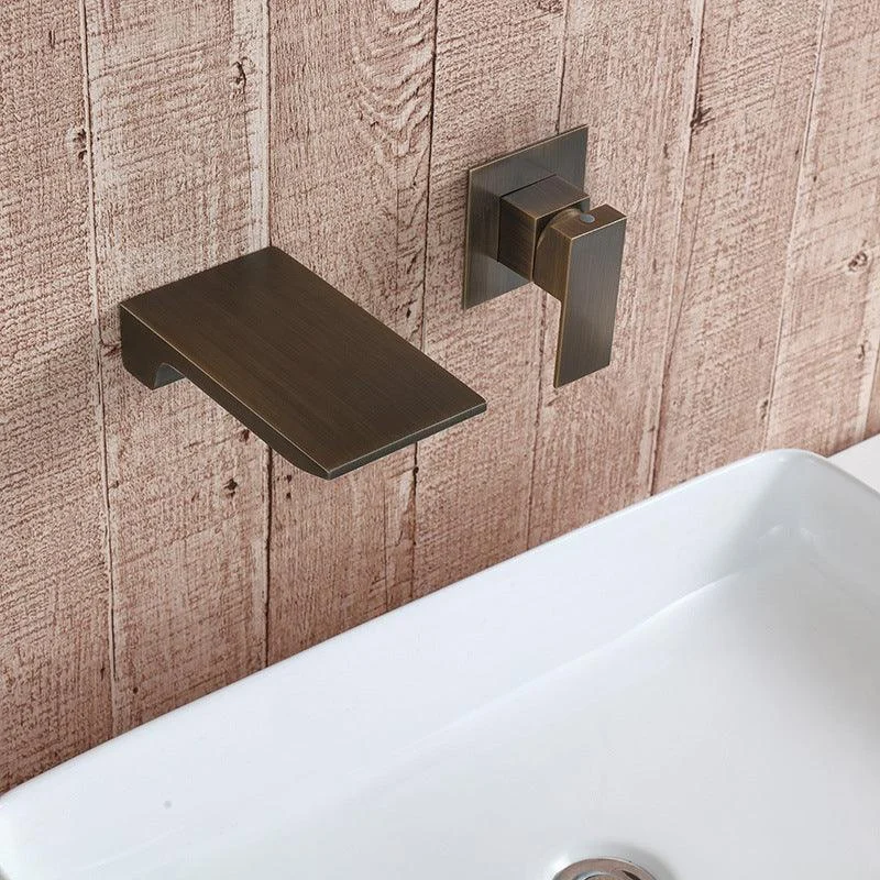 Modern Wall Mounted Bathroom Tap Copper Single Handle Low Arc Vessel Tap -Bathlova