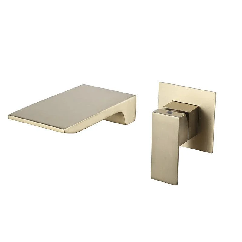 Modern Wall Mounted Bathroom Tap Copper Single Handle Low Arc Vessel Tap -Bathlova