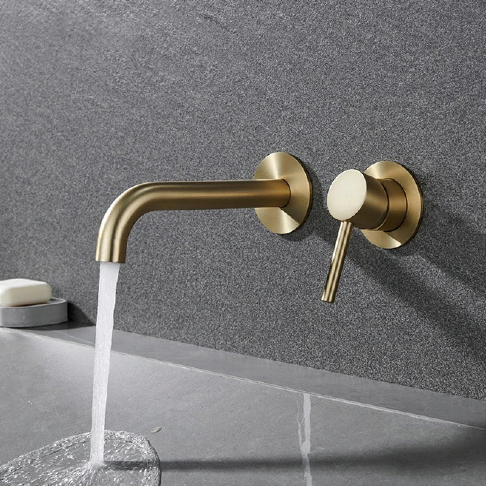 Modern Wall-mounted Black Brass Bathroom Tap With Concealed Design -Bathlova