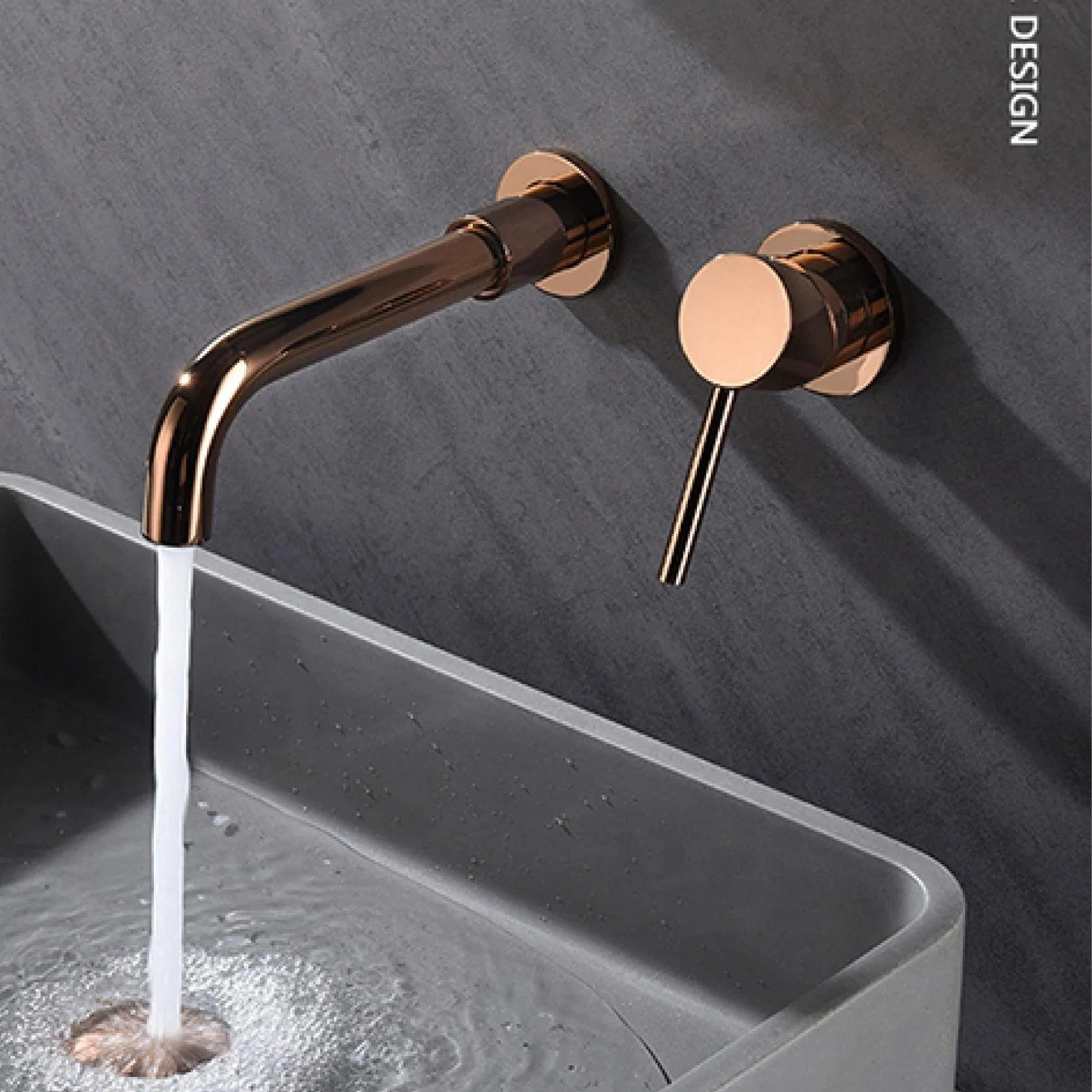 Modern Wall-mounted Black Brass Bathroom Tap With Concealed Design -Bathlova